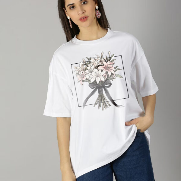 Bloom Frame Oversized Tee – Floral Aesthetic Edition