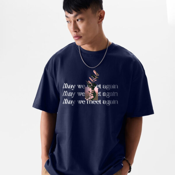 Men’s Oversized Beige T-Shirt – May We Meet Again Print